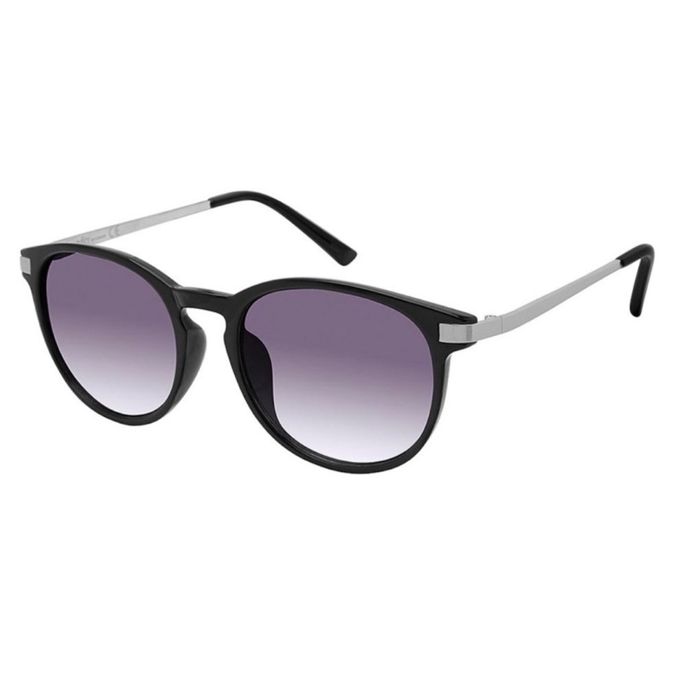Black Metallic Temple Round UV Sunglasses Laundry by Design